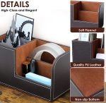 TooCust Leather Office Desk Organizer with Drawer, Multi-function Office Supplies for Desk Top Organizer,Black Mens Desk Accessories,Teacher Desk Organizer for Pen Pencil Holders and Organizers - Image 2